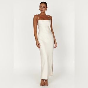 NWT Meshki Sydney Straight Neck Slip Maxi Dress in Cream, Medium